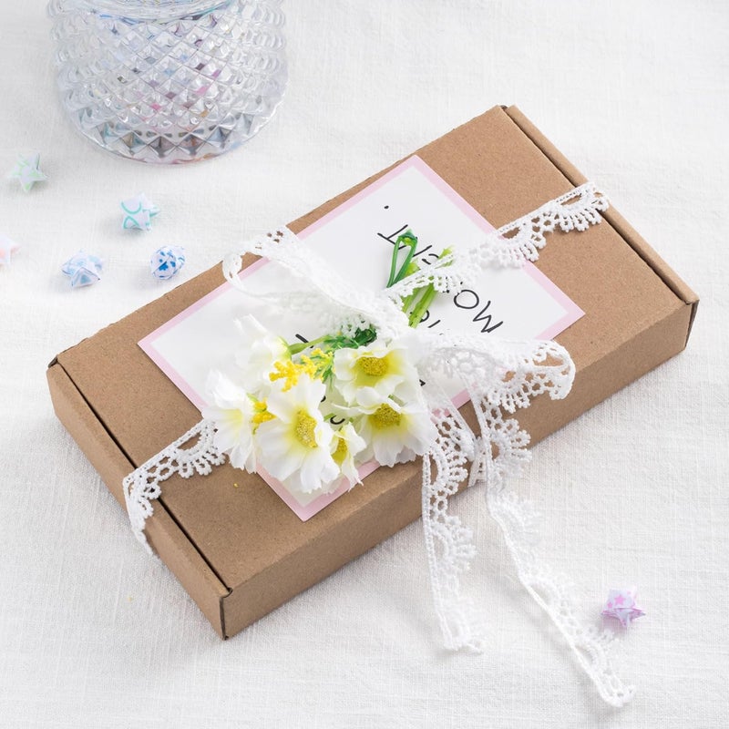 Deozu 4 Yards White Lace Trim, Vintage Crocheted Lace Ribbons, Embroidery Scalloped Edge Laces for DIY Crafts, Bouquet, Sewing, Wedding, Wrapping, Decoration (0.63" Wide) - Image 4